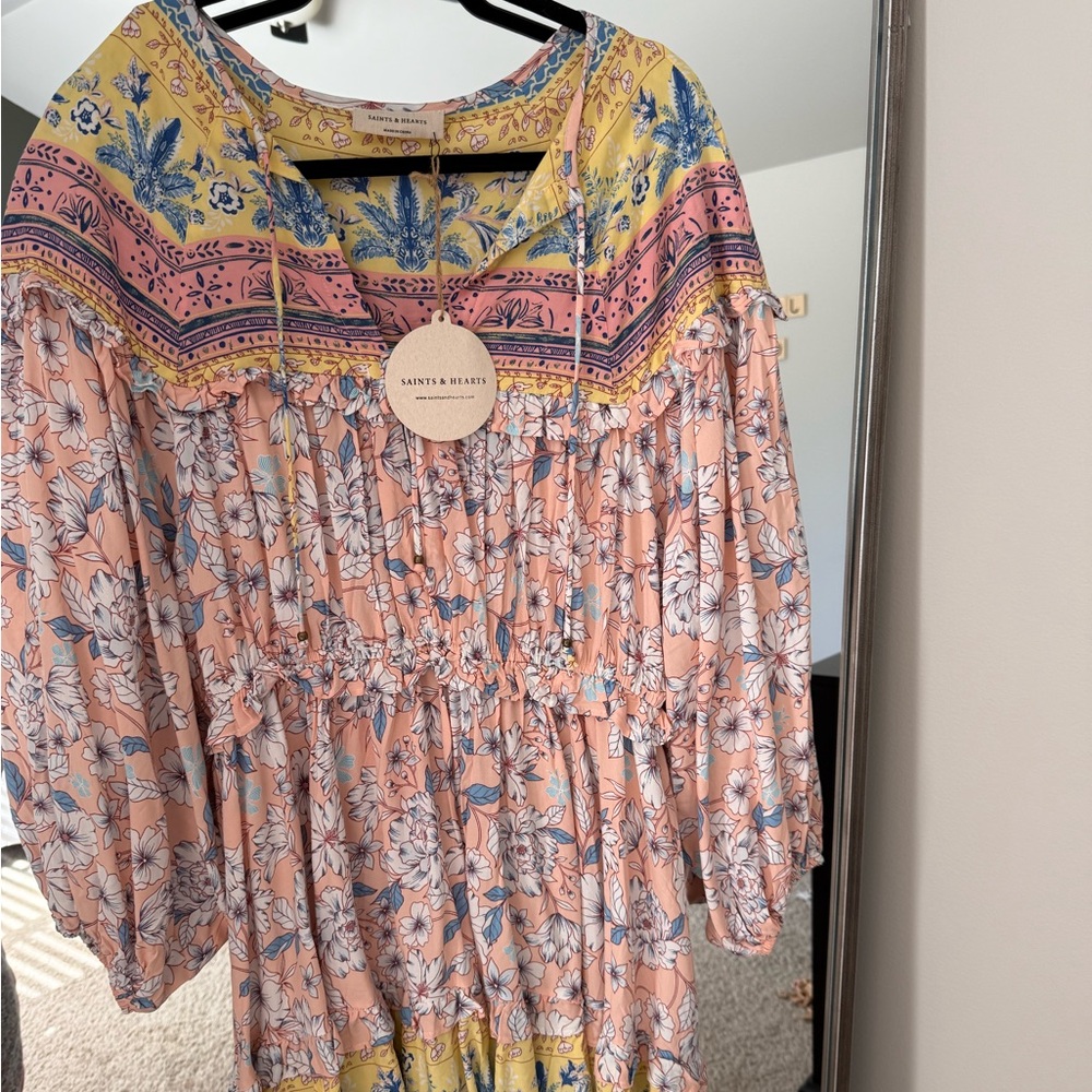 Women’s Saints & Hearts Floral Boho Dress size Large NWT